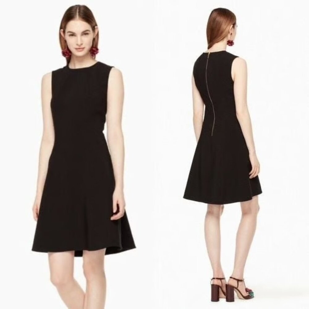 Kate Spade Crepe Fit and Flare Dress Black Sz 4